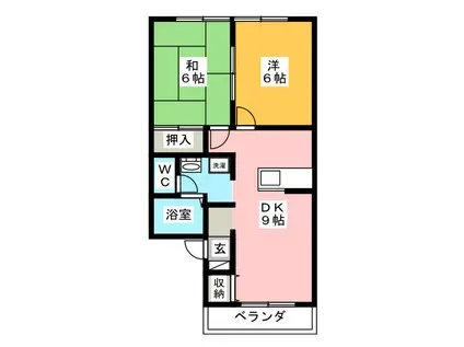 セジュール三沢(2DK/1階)の間取り写真