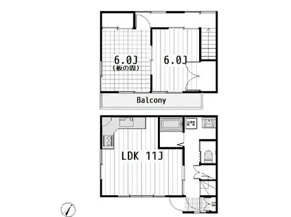 テラス染谷(2LDK/1階)の間取り写真