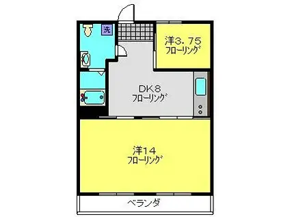 クリフハイツ3号棟(2DK/3階)の間取り写真