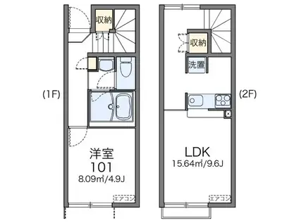 埼玉新都市交通伊奈線 原市駅 徒歩8分 2階建 築16年(1LDK/1階)の間取り写真