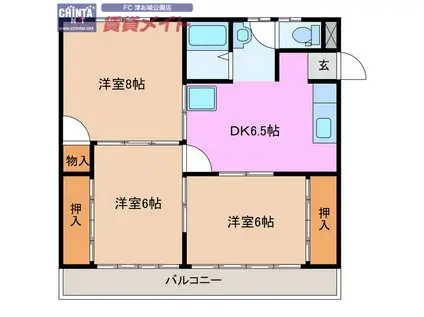 スターハイツ八幡(3DK/2階)の間取り写真