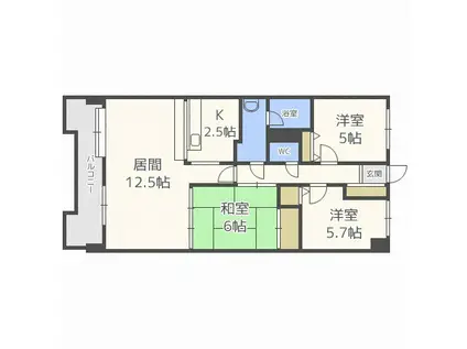 THE RESIDENCE PARK ODORIKOEN 旧ヒルズニ(3LDK/3階)の間取り写真