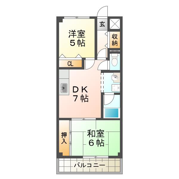 グランツ垂水(2DK/3階)の間取り写真