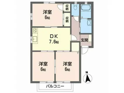 ディアス星乃岡(3DK/2階)の間取り写真