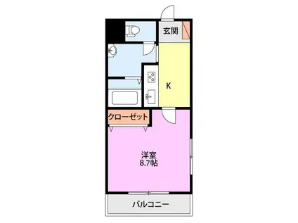 テルマ・オリゾンI(1K/2階)の間取り写真