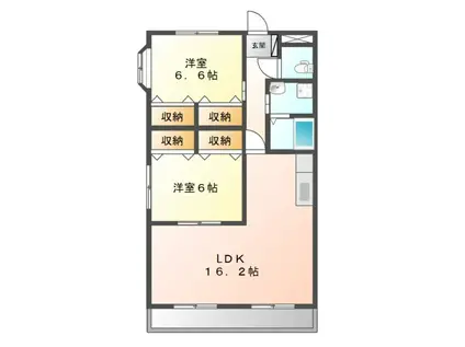 コーディアル三好(2LDK/3階)の間取り写真