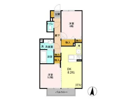 エトワール・ルナ(2DK/1階)の間取り写真