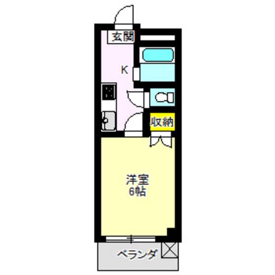ヴィラ上中居(1K/2階)の間取り写真