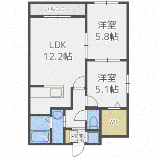 ベルクレール琴似(2LDK/5階)の間取り写真