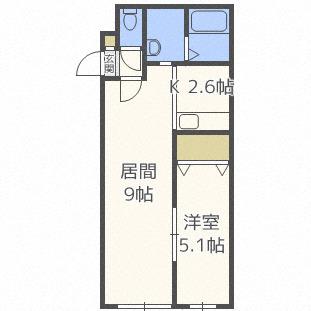 グランメール北11条(1LDK/4階)の間取り写真