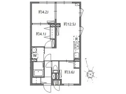 ソラシアレジデンス学芸大学II(3LDK/2階)の間取り写真