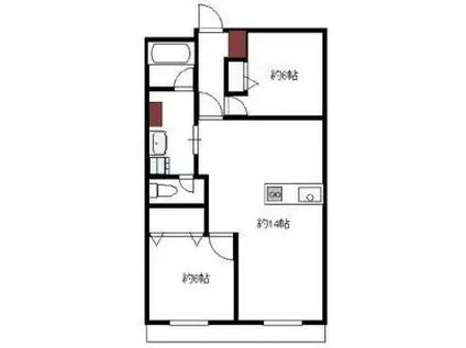 ポートライフ大和(2LDK/2階)の間取り写真