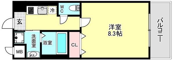CION NISHIKUJO(1K/2階)の間取り写真