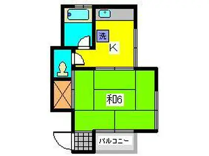 堀越荘(1K/2階)の間取り写真