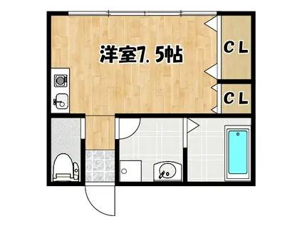 今西ビル(ワンルーム/2階)の間取り写真