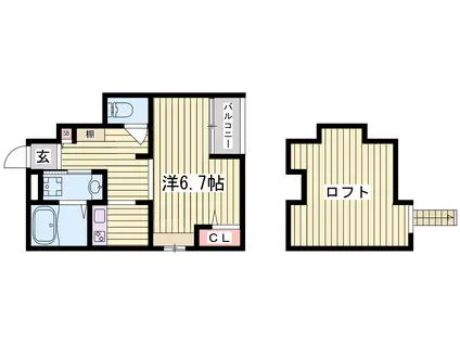 あんしん東垂水(1SK/1階)の間取り写真