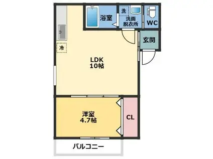 メゾン・ドゥ・アッシュ市川(1LDK/1階)の間取り写真