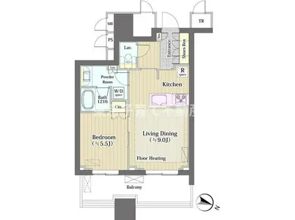 パークコート文京小石川ザ・タワー(1LDK/16階)の間取り写真