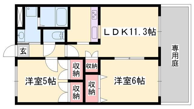ツイン・ステージI(2LDK/1階)の間取り写真