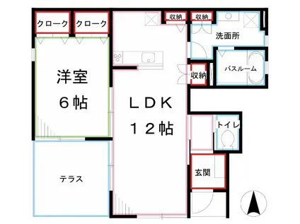 カーサ ローレル(1LDK/1階)の間取り写真