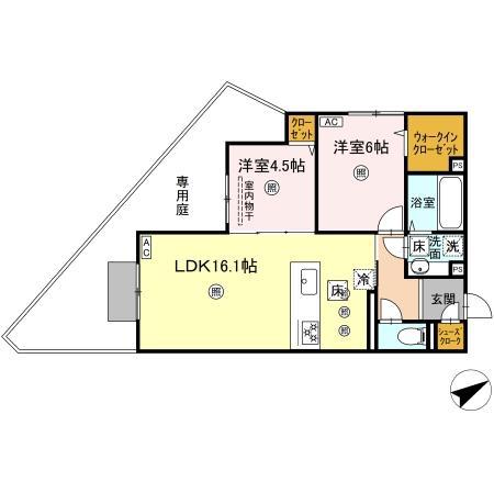 アピアランス中井(2LDK/1階)の間取り写真
