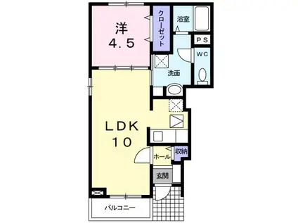 メゾンクワトロ(1LDK/1階)の間取り写真