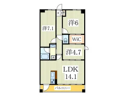 ボワ・デ・コガネ(3LDK/9階)の間取り写真