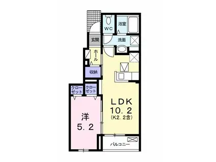 ティグレ(1LDK/1階)の間取り写真