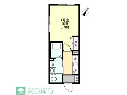 アリア・グランデ上大岡(1K/1階)の間取り写真