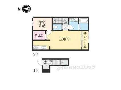 RUSH Ⅰ(1LDK/2階)の間取り写真