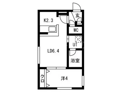 GARY白石中央(1LDK/2階)の間取り写真