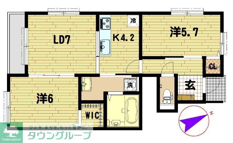 アムール久喜A棟(2LDK/1階)の間取り写真