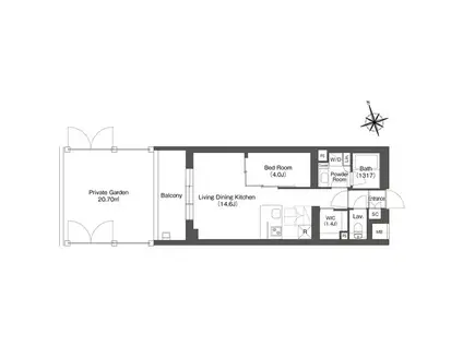 ルーウェ東大泉(1LDK/1階)の間取り写真