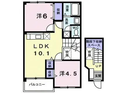 ブルックサイドエレガンス(2LDK/2階)の間取り写真