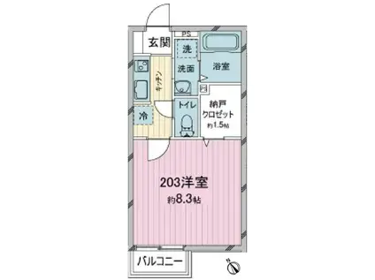 プランティーニ(1K/2階)の間取り写真