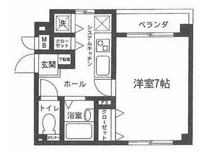 メリディアン八王子Ⅱ(1K/2階)の間取り写真