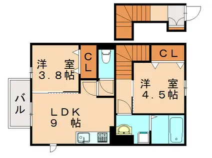 プレミールNAKAMAV(2LDK/2階)の間取り写真