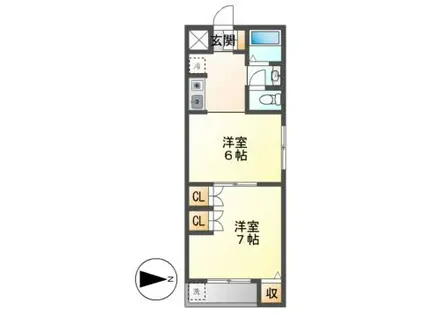 ディオネ四ツ谷II(2K/1階)の間取り写真