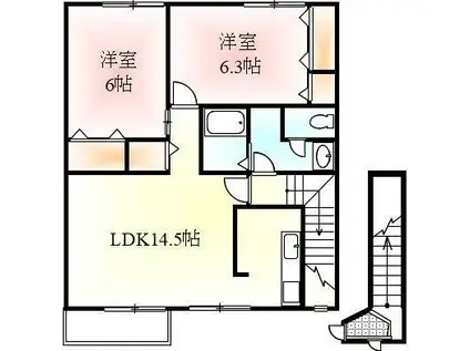 ペガサス壱番館(2LDK/2階)の間取り写真