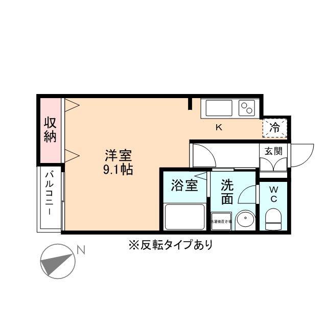 オーベルジュ駅南南田町(1K/3階)の間取り写真