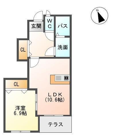 ピアクール(1LDK/1階)の間取り写真