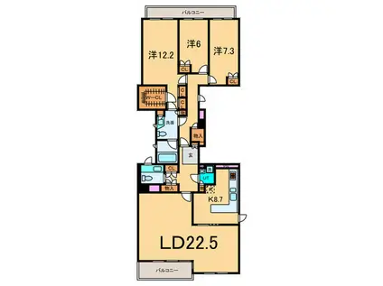 世田谷野毛レジデンス(3LDK/3階)の間取り写真