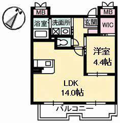 NFツインズB棟(1LDK/1階)の間取り写真