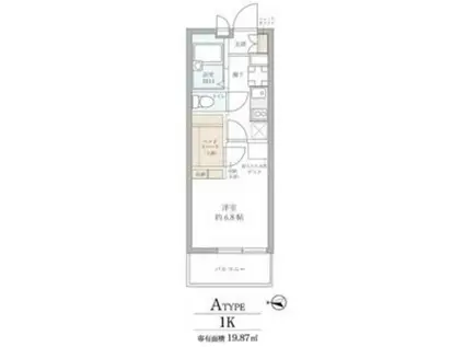 ラヴェルタ(1K/1階)の間取り写真