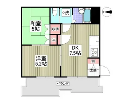 セイワアクレイム国立(2DK/2階)の間取り写真