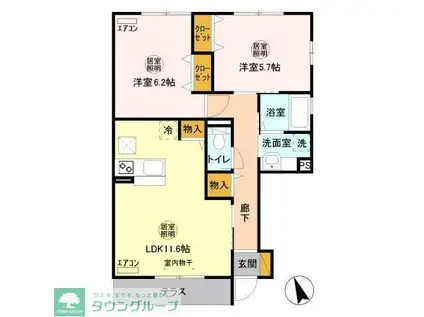 ボナール酒井根I号棟(2LDK/1階)の間取り写真