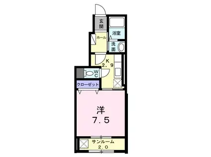 欅ガーデン(1K/1階)の間取り写真