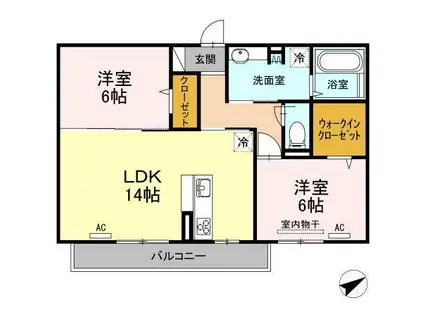 プレンティー中須B(2LDK/2階)の間取り写真