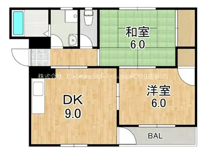 コーポグローリー(2DK/3階)の間取り写真