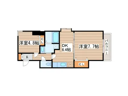アネシス泉中央(2DK/7階)の間取り写真